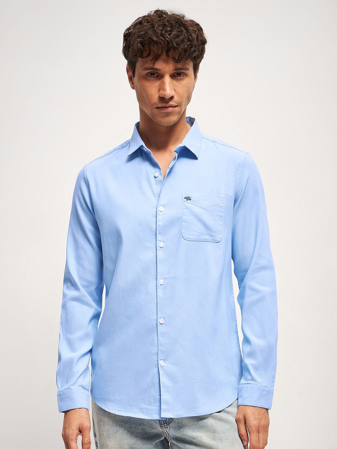 

THE BEAR HOUSE Men Slim Fit Opaque Casual Shirt, Blue