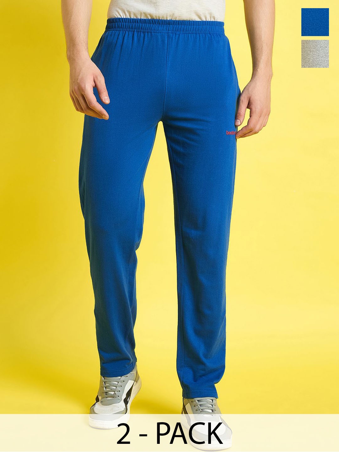 

bearbrother Men Pack Of 2 Mid-Rise Track Pants, Blue