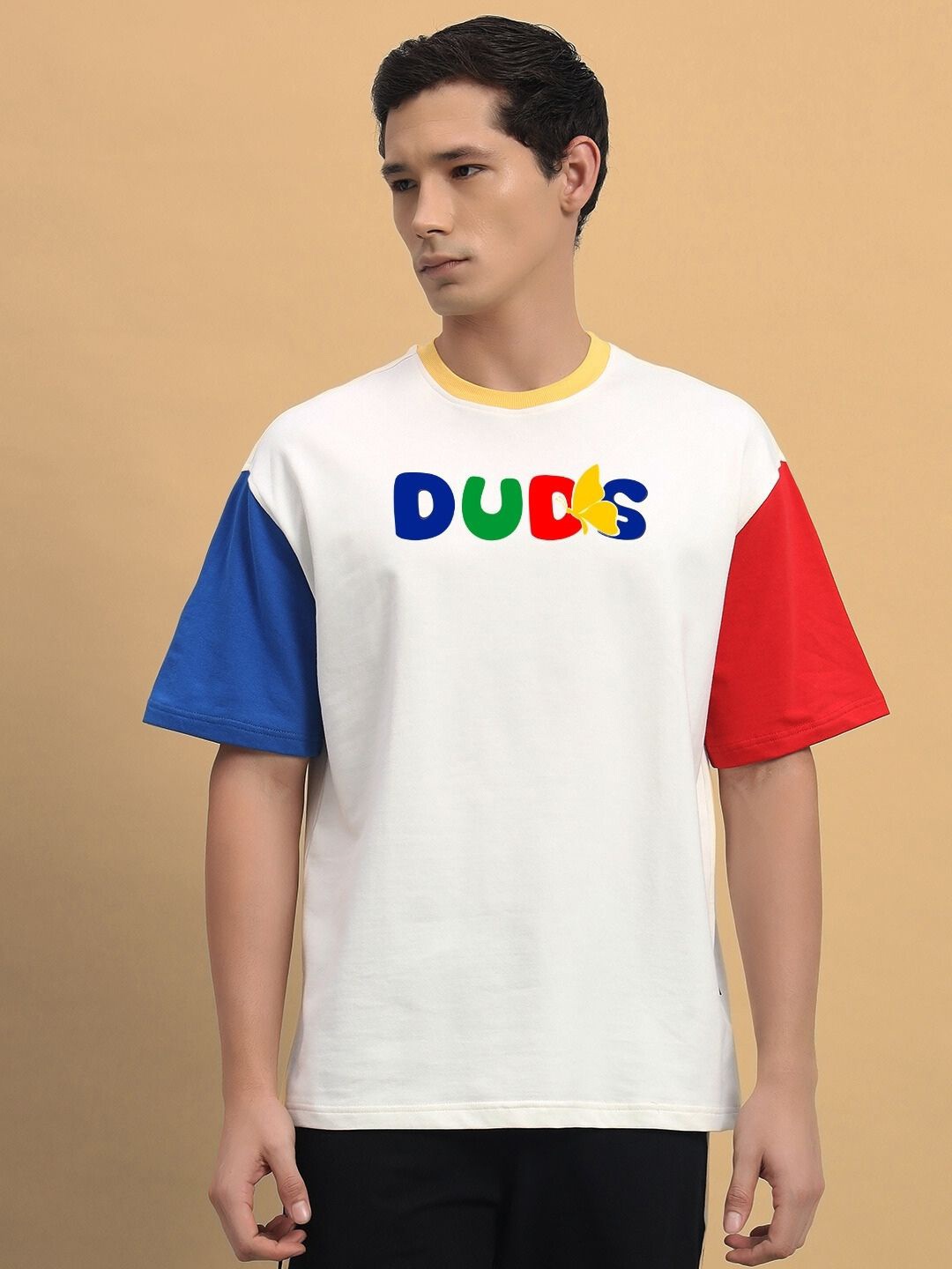 

WEARDUDS Men Typography Applique T-shirt, White