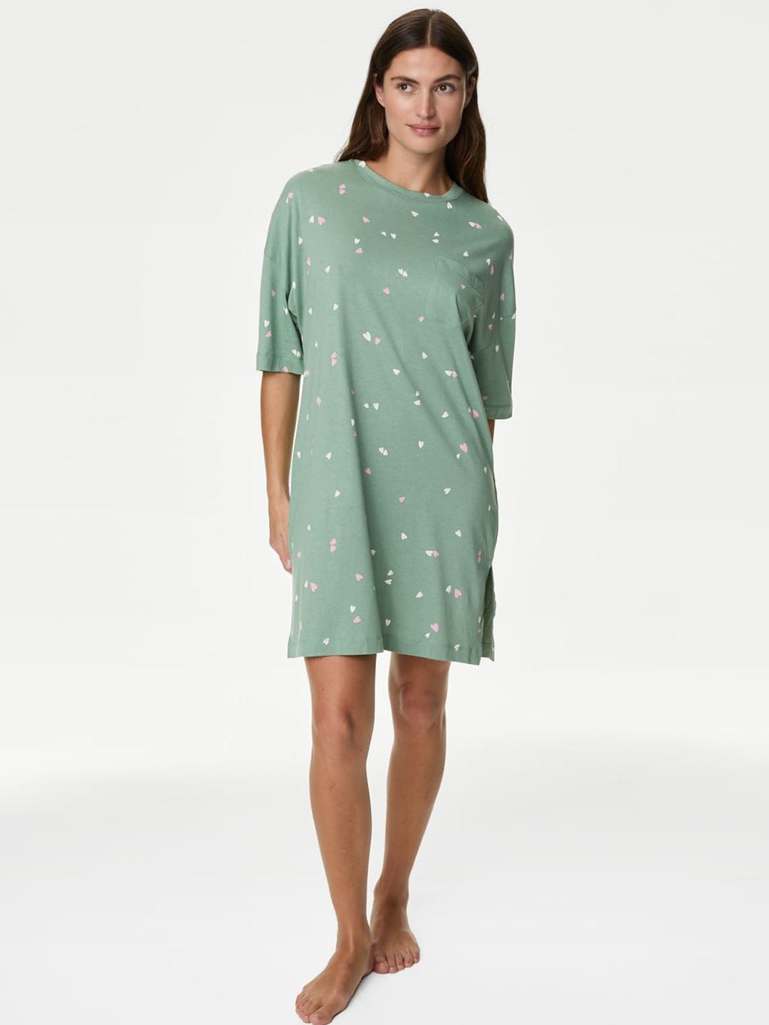 

Marks & Spencer Printed Above Knee Nightdress, Green