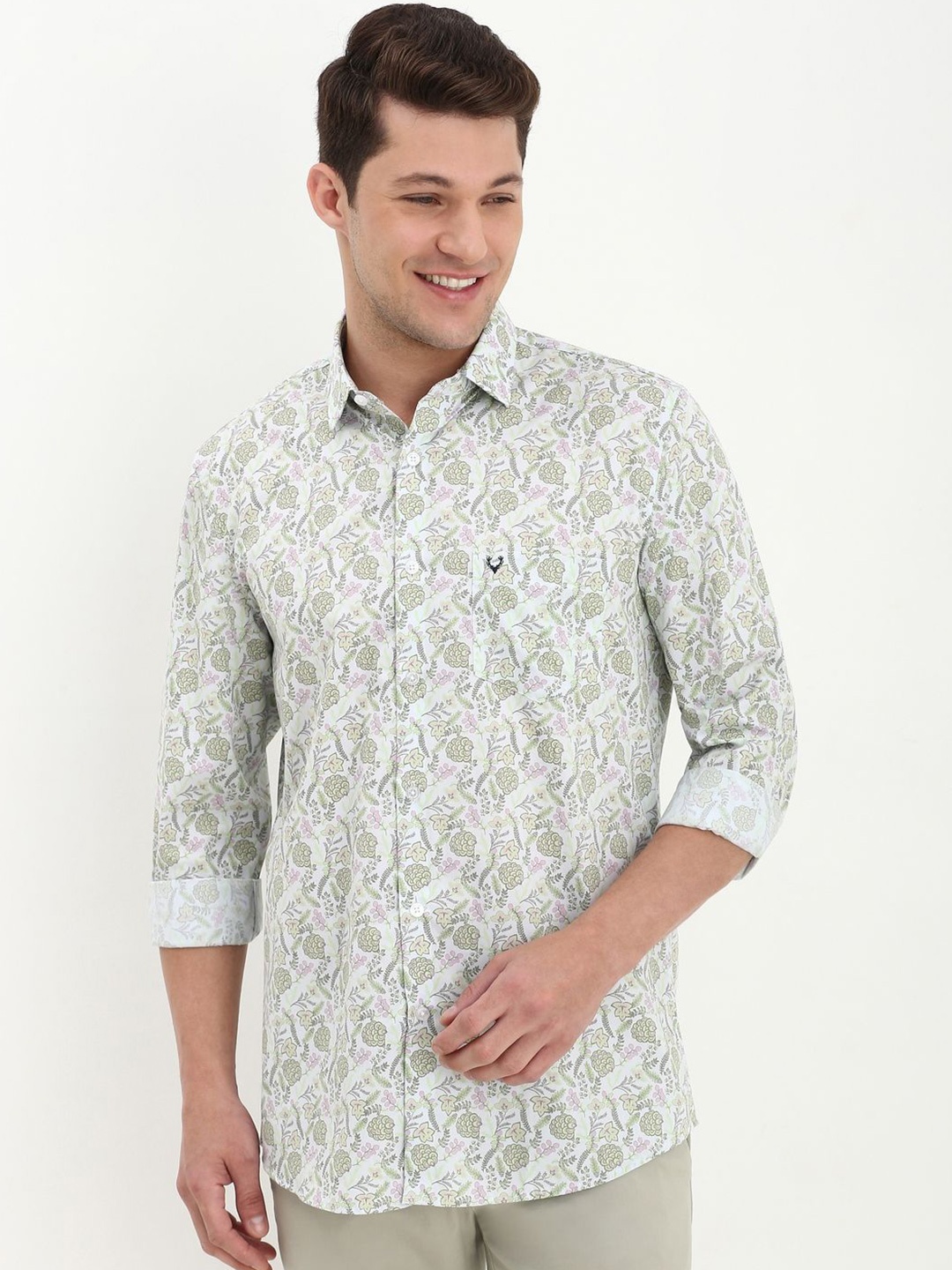 

Allen Solly Men Slim Fit Floral Opaque Printed Casual Shirt, White