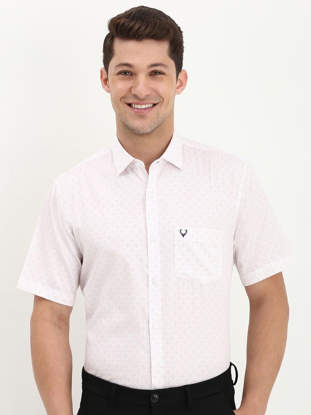 

Allen Solly Men Slim Fit Opaque Printed Formal Shirt, White
