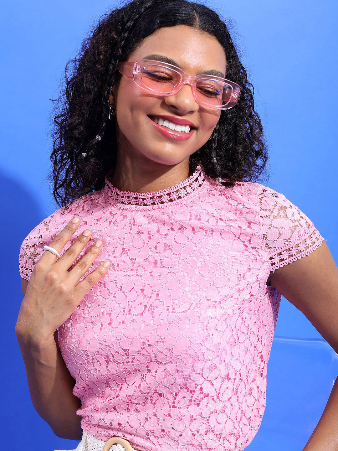 

Tokyo Talkies Lace Top, Pink