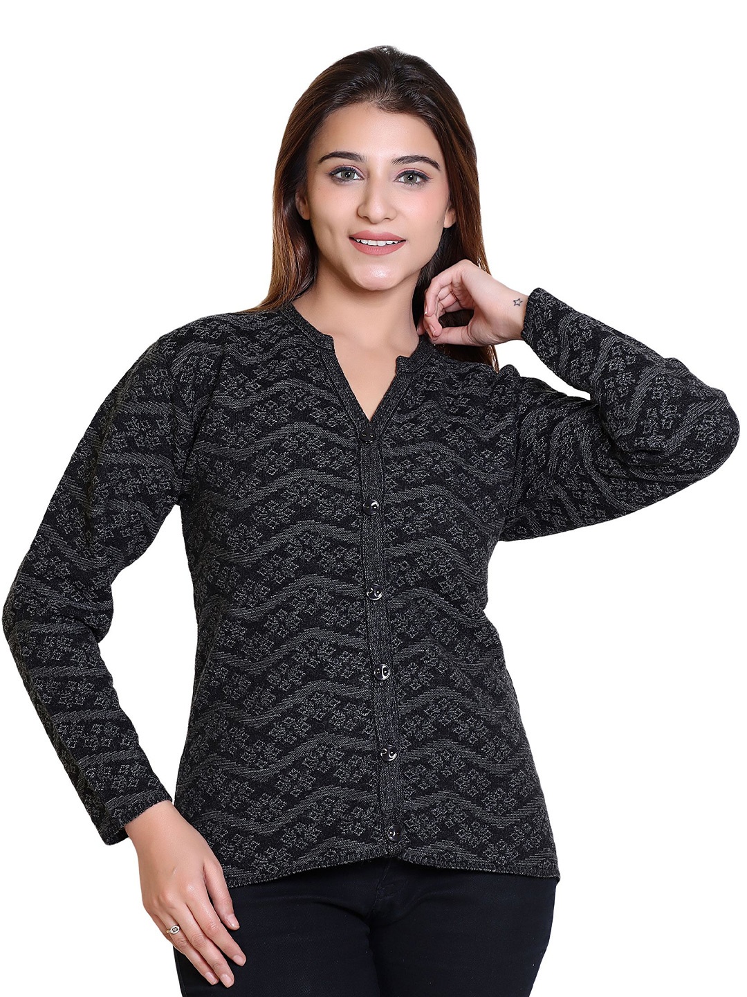 

TWENTY ME Women Embroidered Cardigan with Embroidered Detail, Black