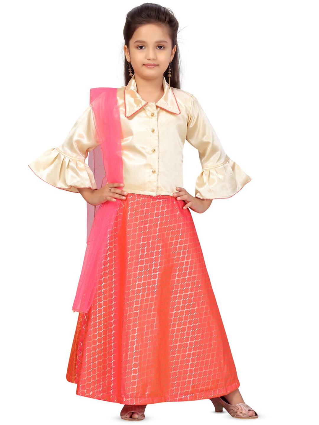 

BAESD Girls Ready to Wear Lehenga & Blouse With Dupatta, Beige
