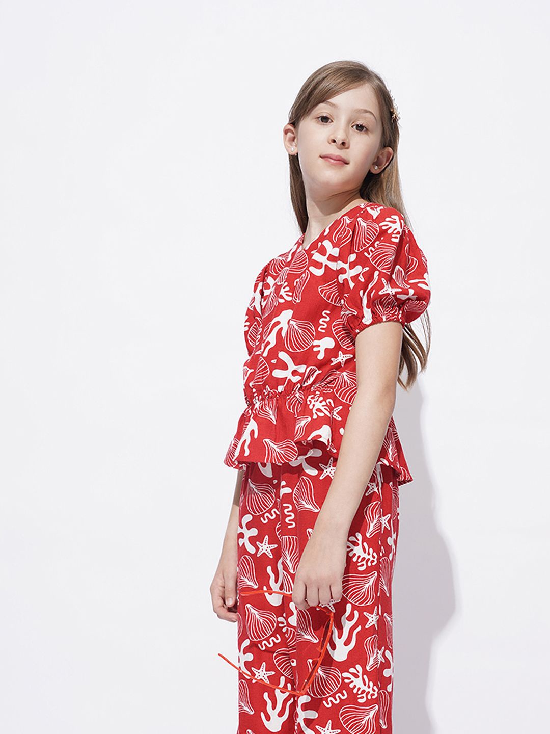 

Vero Moda Girls Conversational Printed Round Neck Top, Red