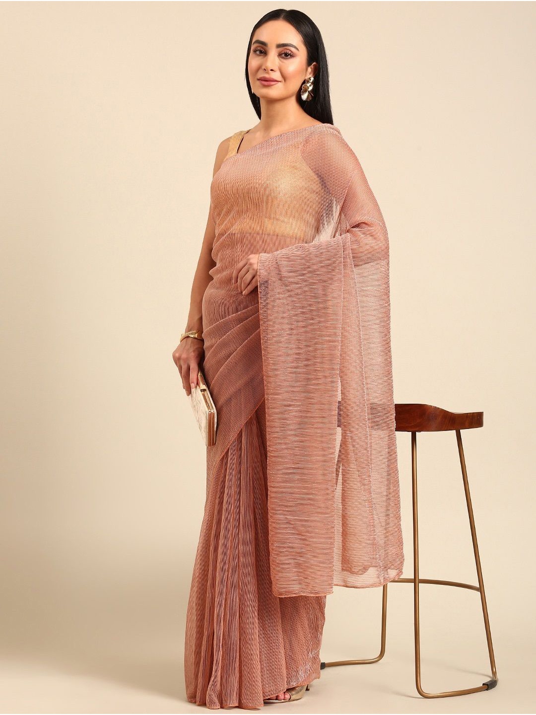 

all about you Embellished Zari Saree, Peach