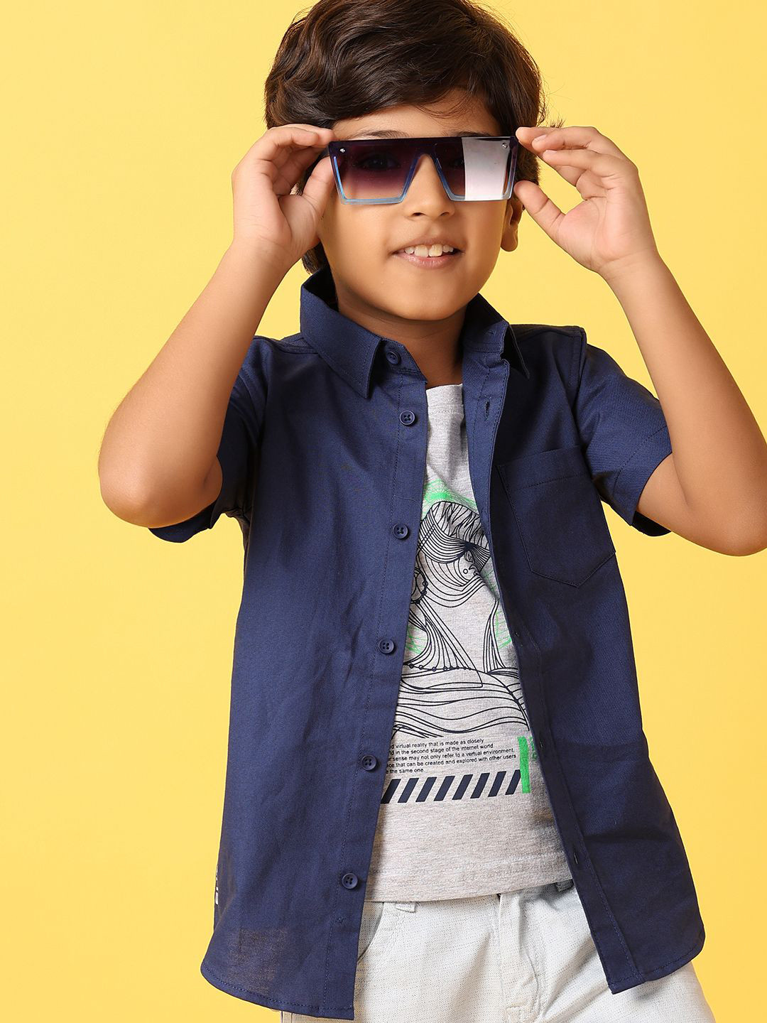 

V-Mart Boys Classic Opaque Casual Shirt, Blue
