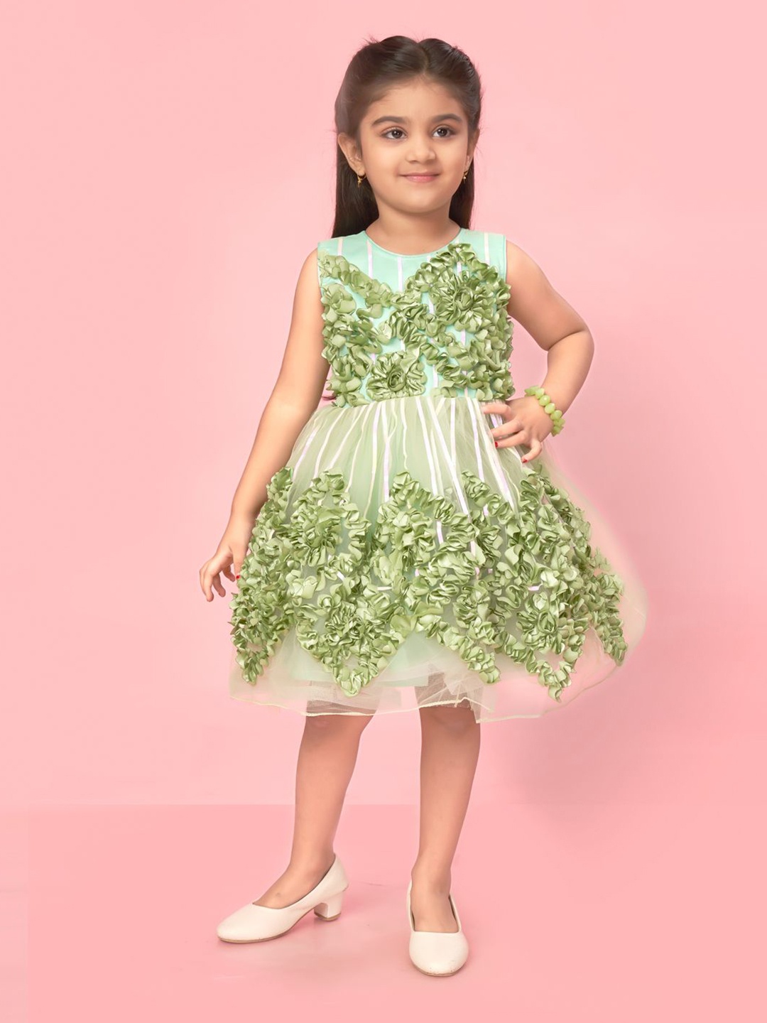 

BAESD Embellished Net Fit & Flare Dress, Green
