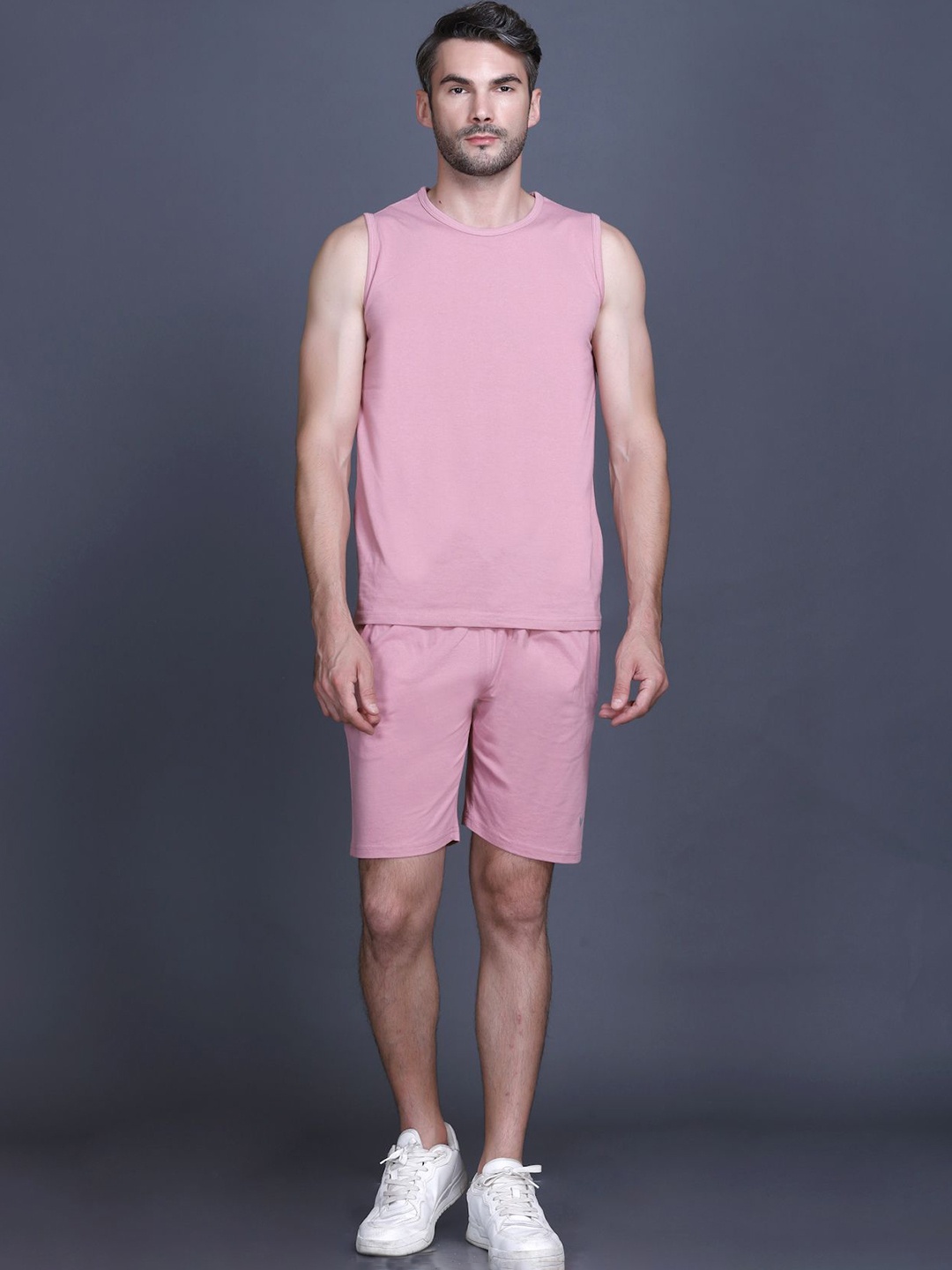 

GODFREY Cotton Plain Tshirt & Shorts Co-Ord Set, Pink