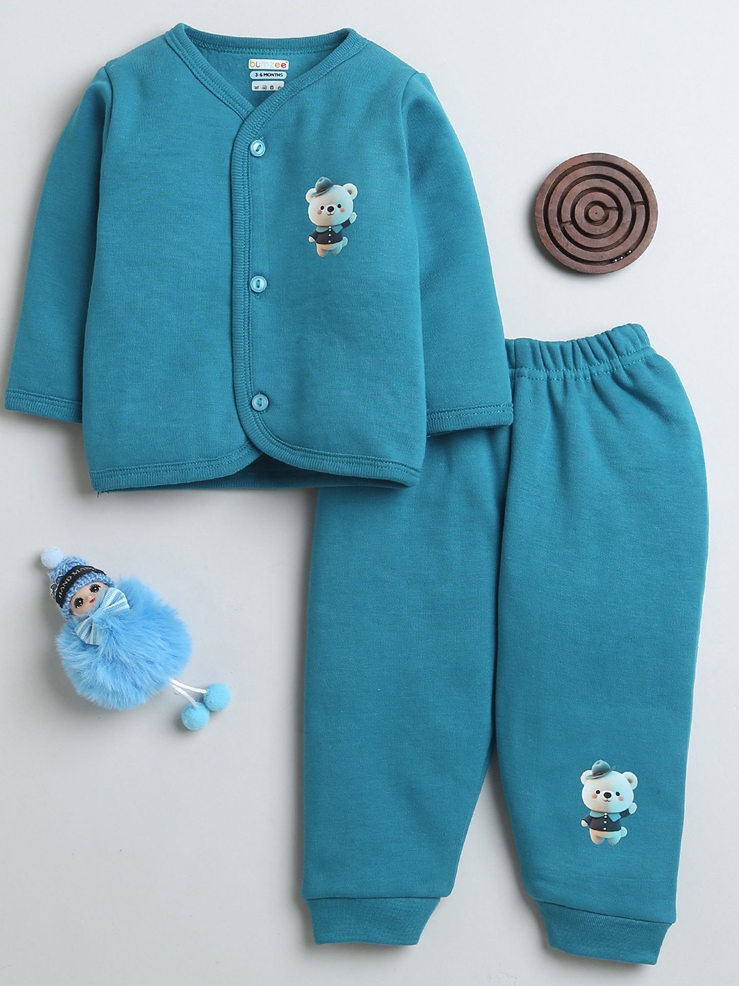 

BUMZEE Boys Printed Shirt with Pyjamas, Blue
