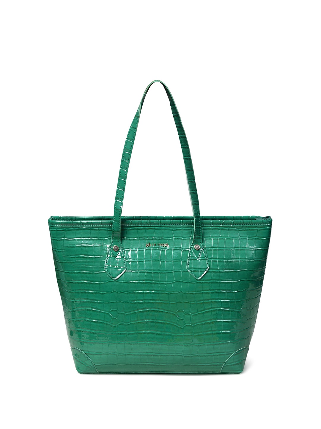 

PELLE LUXUR Textured PU Shopper Shoulder Bag, Green