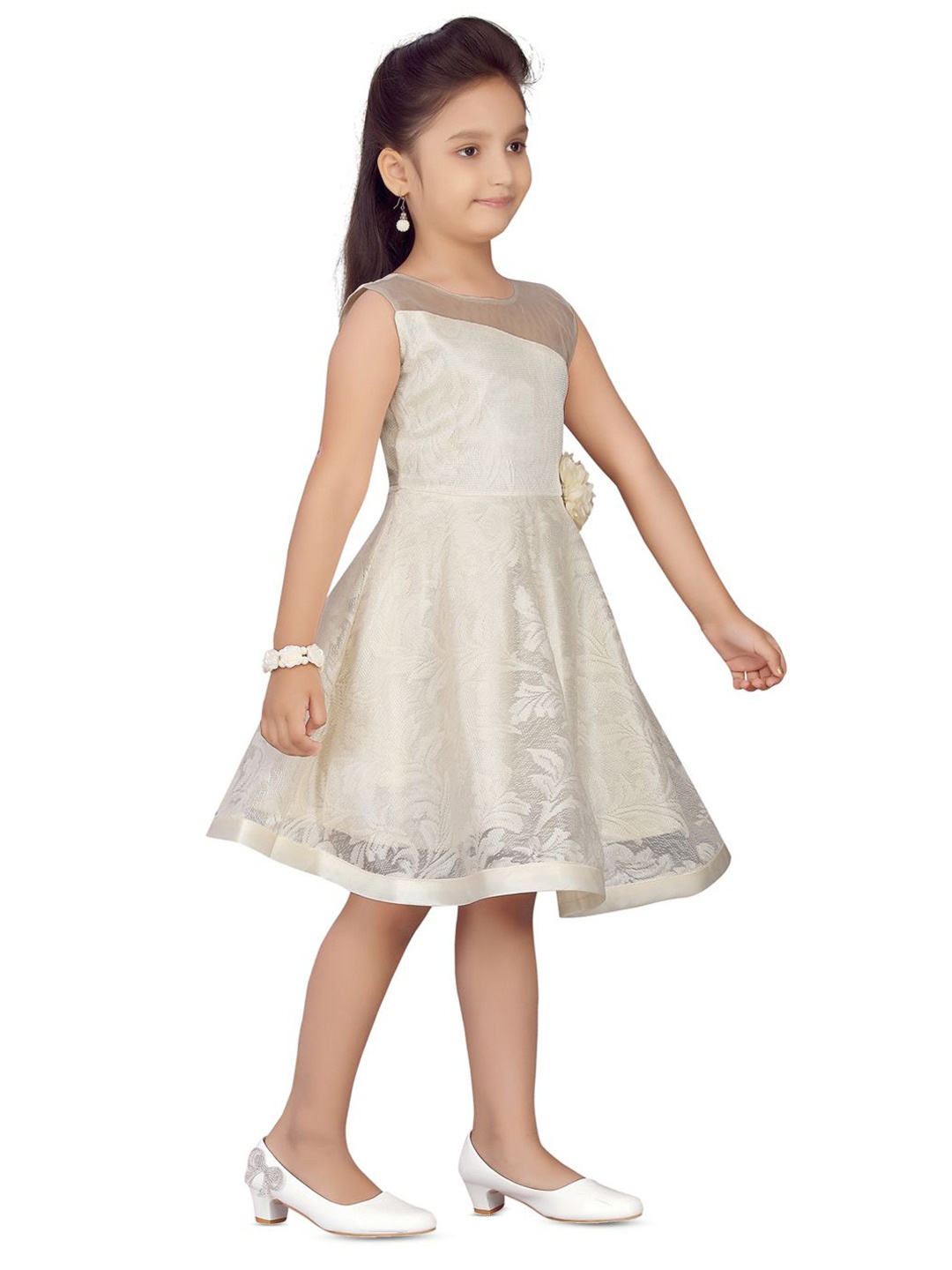 

BAESD Net Fit & Flare Dress, Cream