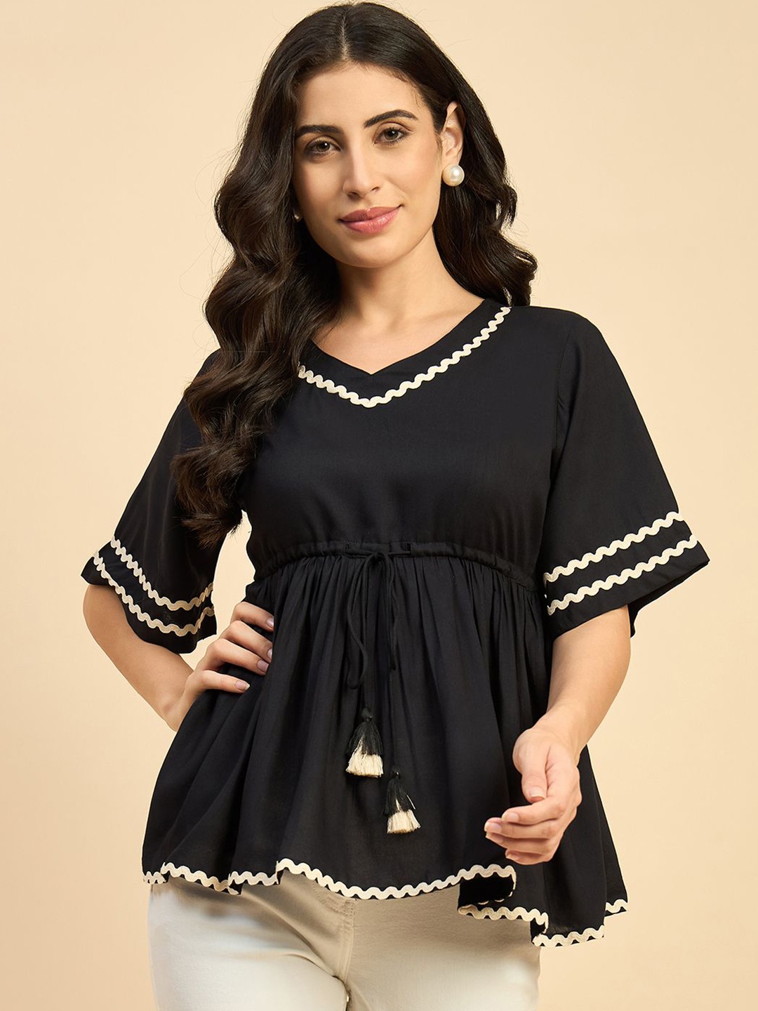 

Azira Kimono Sleeve Empire Top, Black