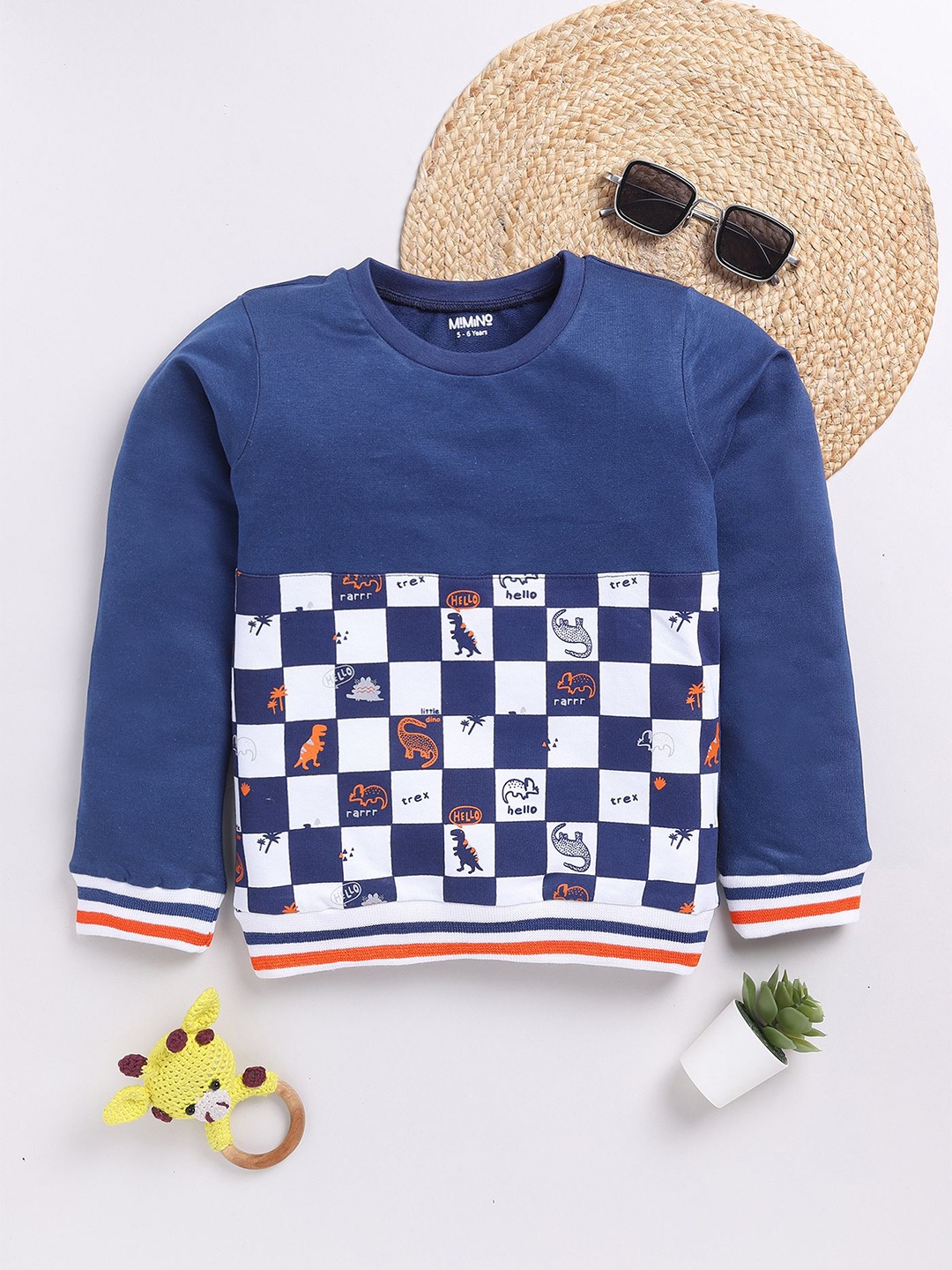 

MIMINO Boys Graphic Printed Sweatshirt, Blue