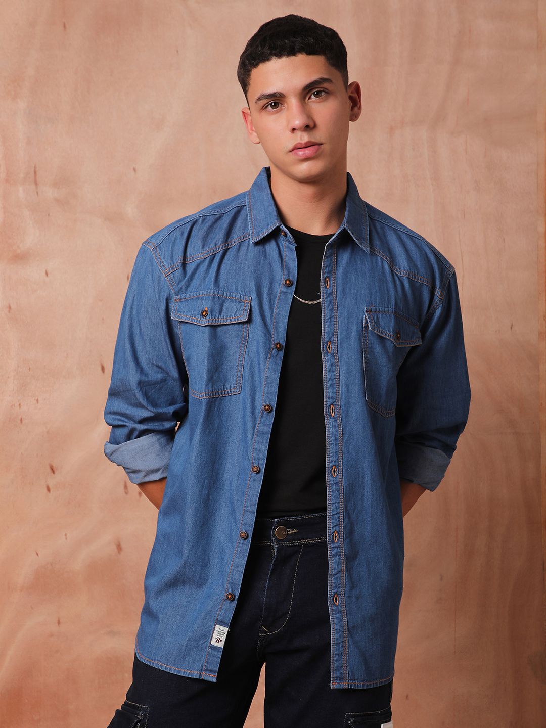 

The Roadster Lifestyle Co Relaxed Fit Denim Shirts, Blue