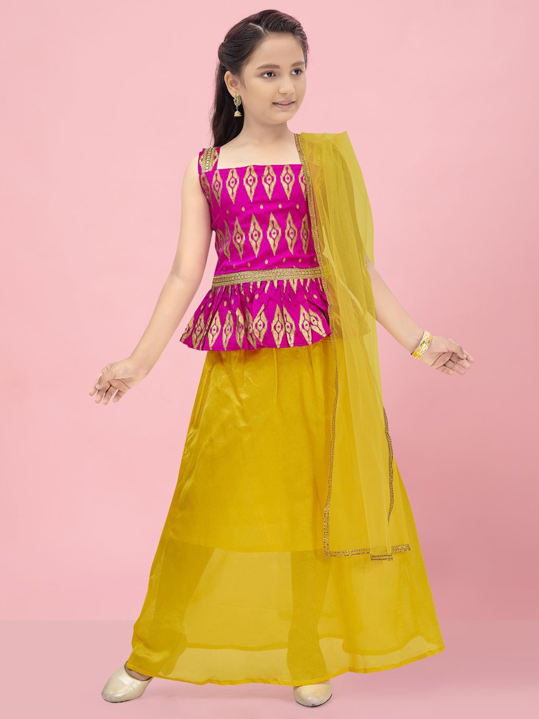 

BAESD Girls Ready to Wear Lehenga & Blouse With Dupatta, Pink