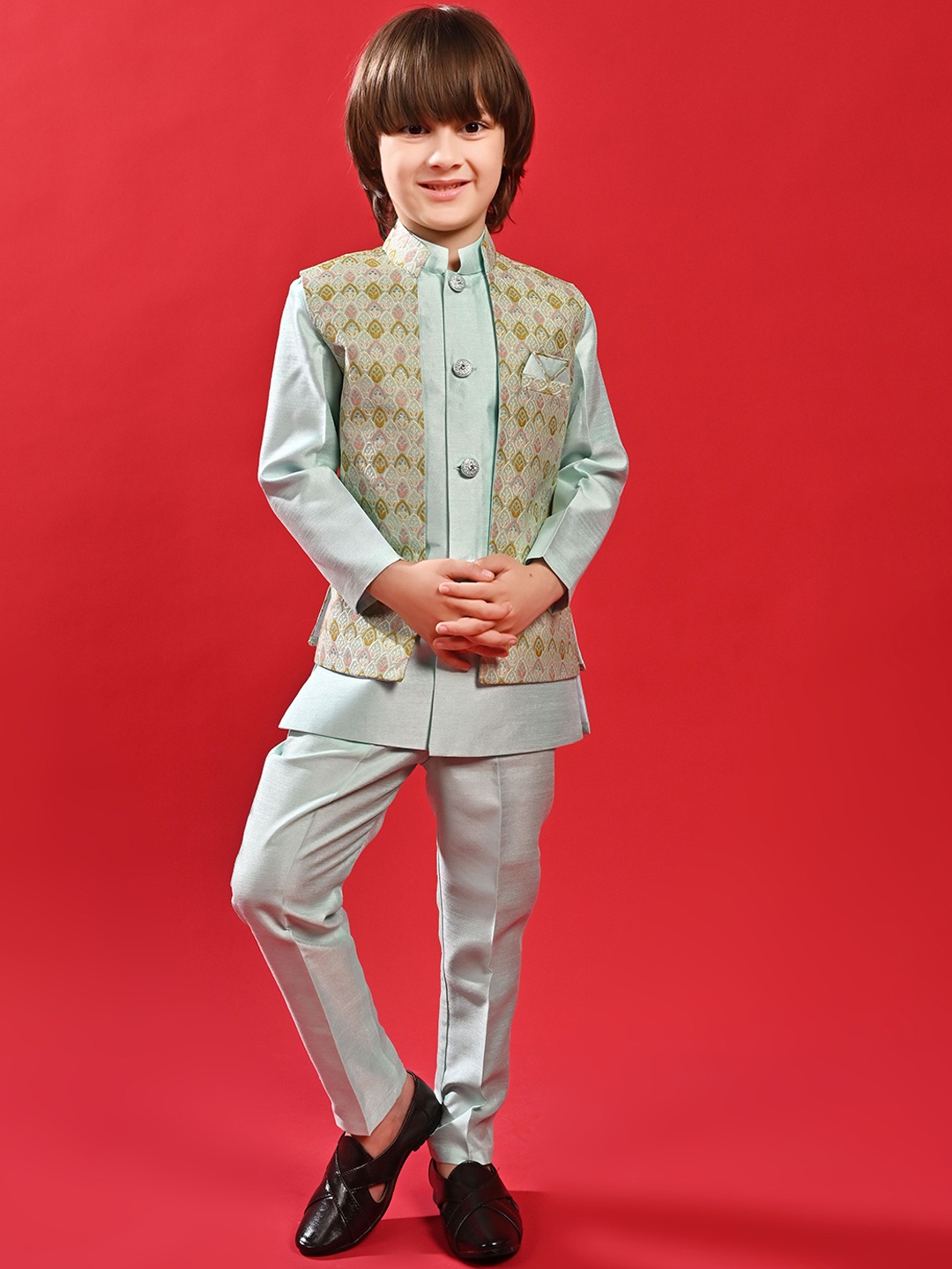 

ahhaaaa Printed Sherwani Set, Blue
