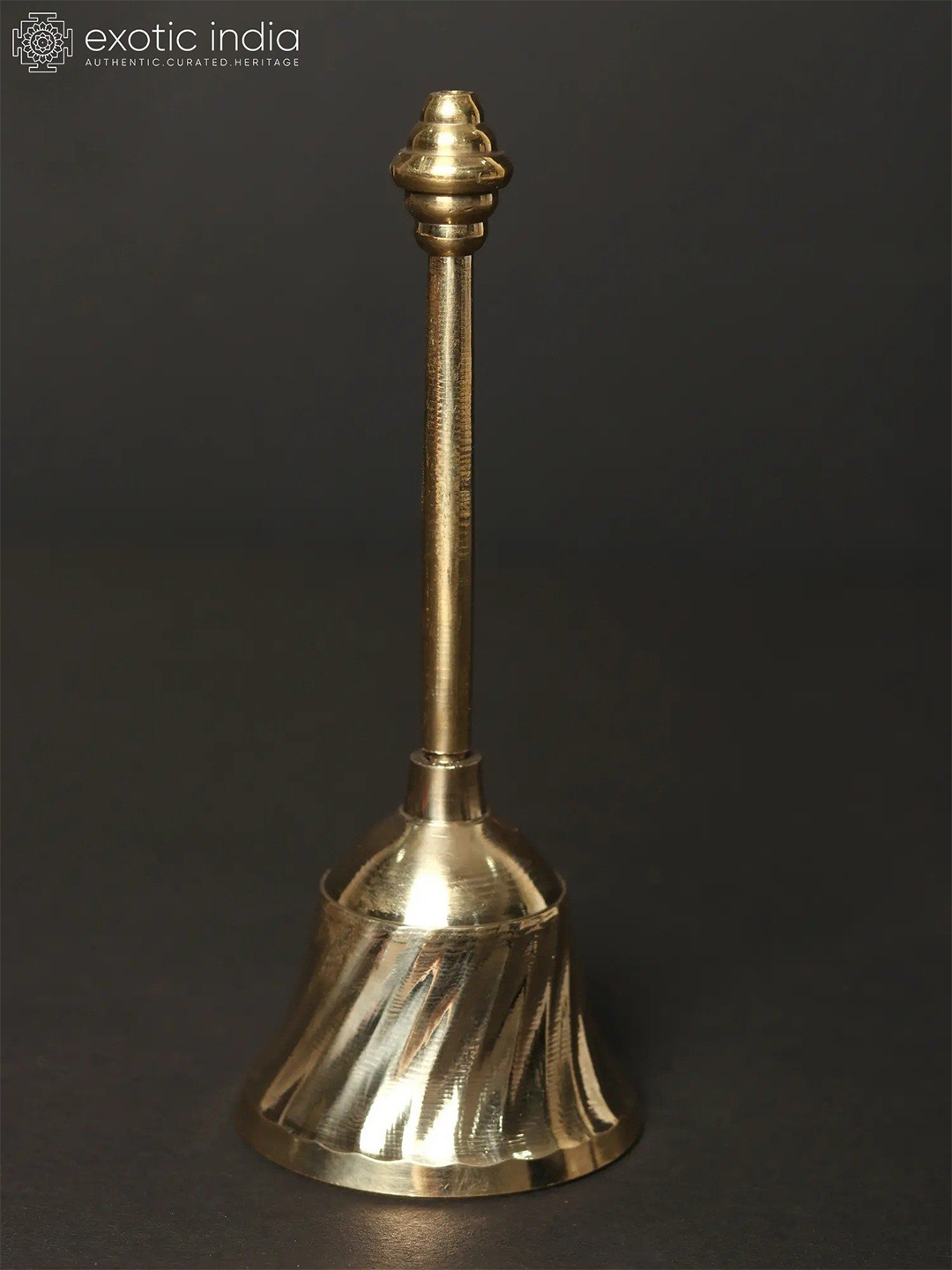 

Exotic India Brass Puja Handheld Bell, Gold
