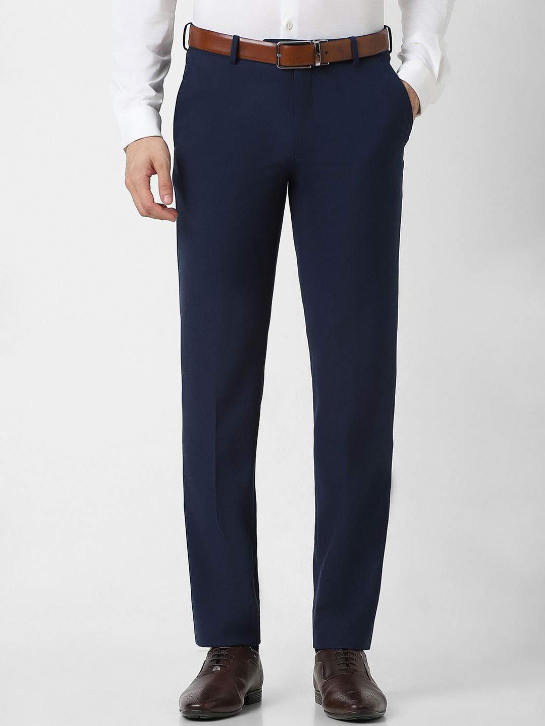 

Van Heusen Men Mid-Rise Slim Fit Trousers, Navy blue