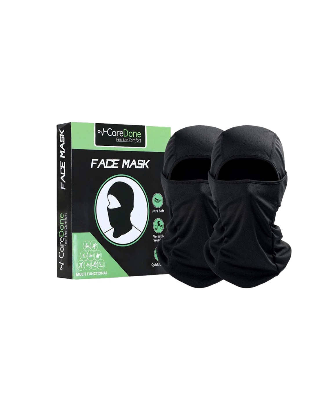 

CareDone Men Pack Of 2 Reusable Bike Riding Dust Protection Face Mask, Black