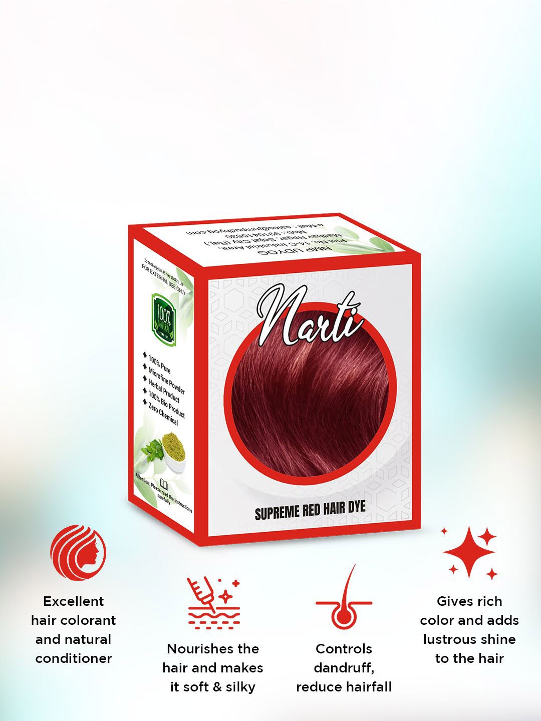 

NARTI Supreme Red Hair Dye Henna- Super Red Hair Color- 10g