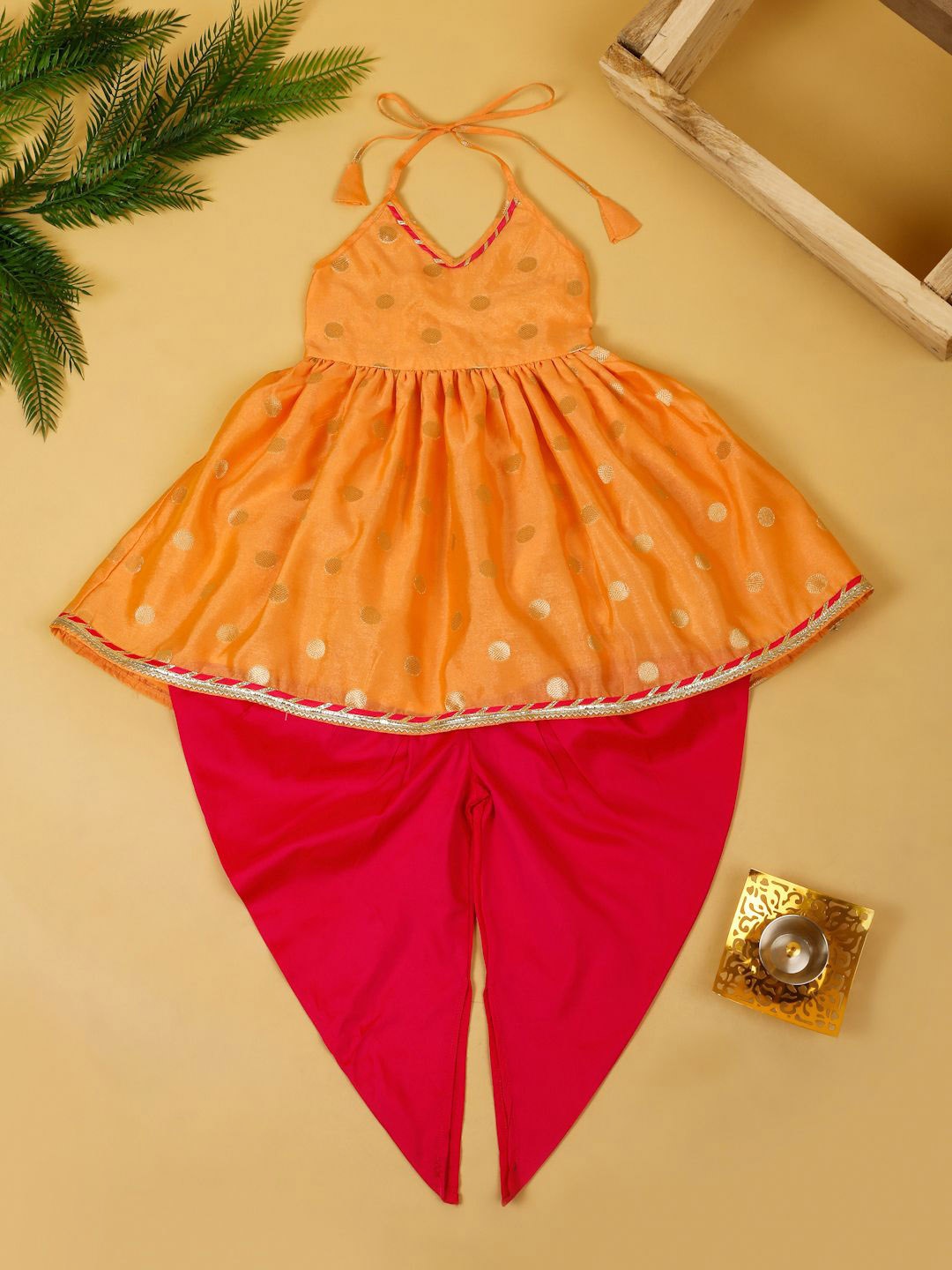 

SAKA DESIGNS Girls Regular Kurti with Dhoti Pants, Peach