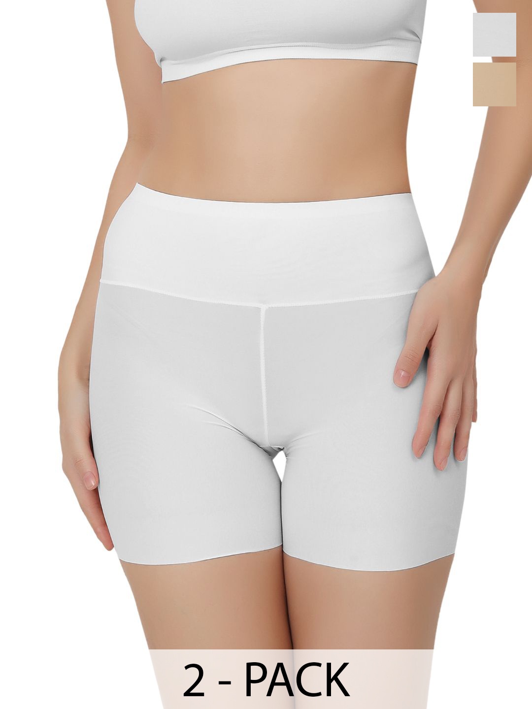 

Bella Voste Pack Of 2 High-Rise Leak-Proof Boy Shorts Briefs, White