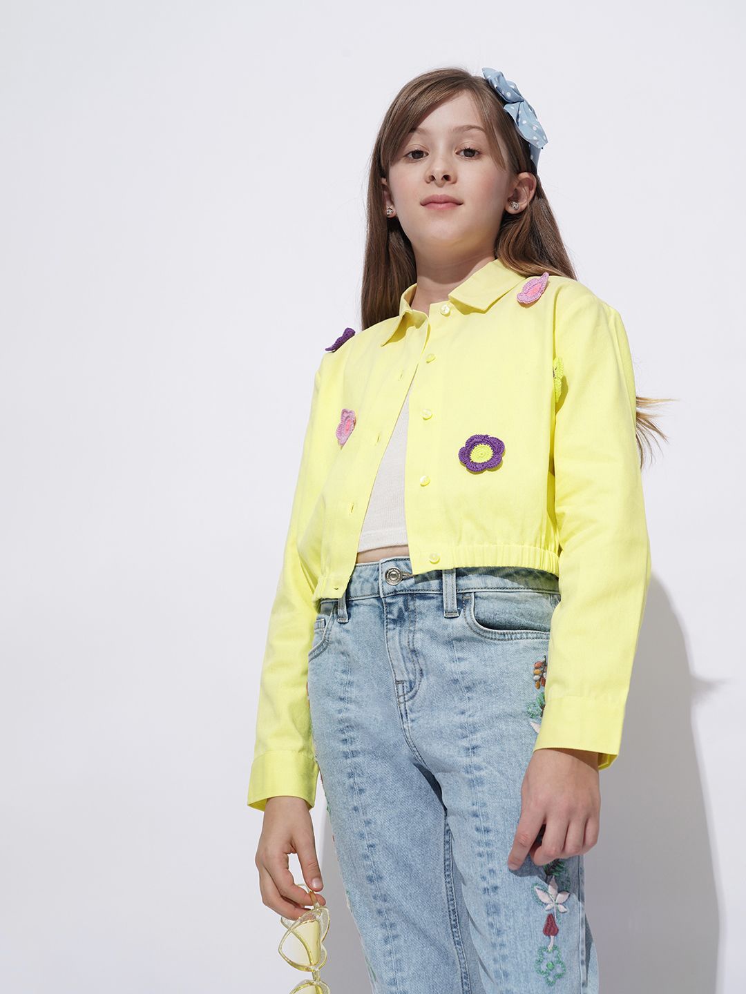 

Vero Moda Girls Spread Collar Solid Cotton Relaxed Fit Casual Shirt, Yellow