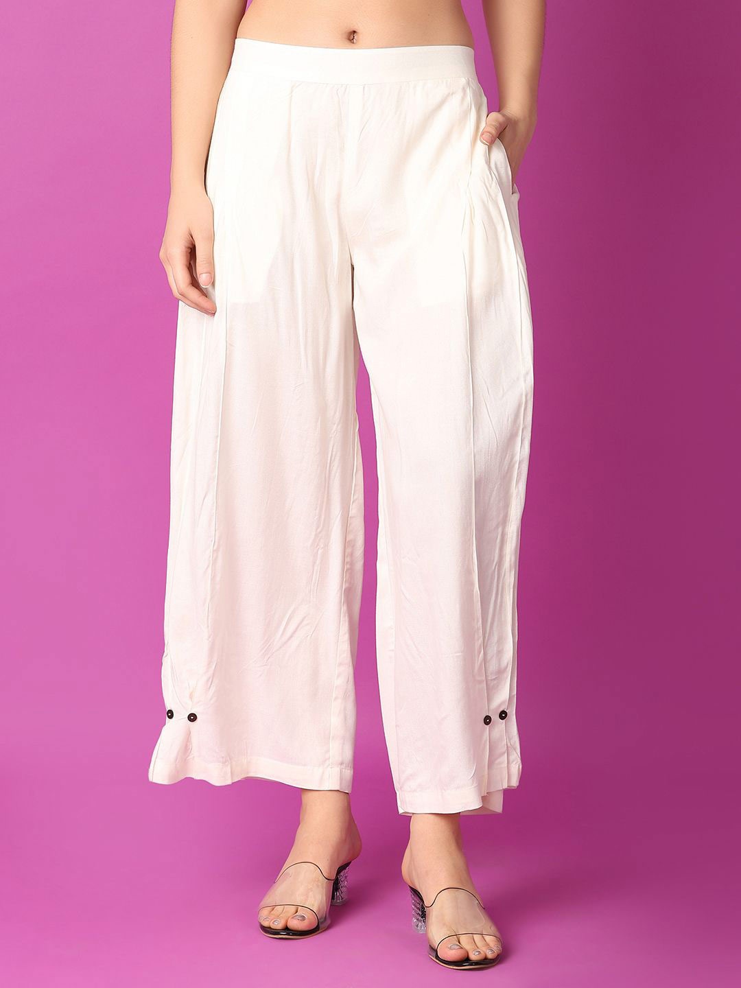 

UNLIMITED Women Flared Palazzos, Off white
