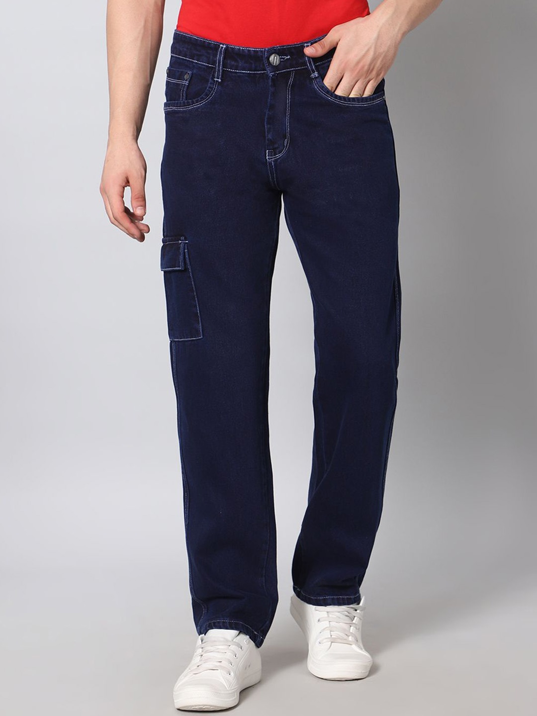

Hence Men Loose Fit Cargos Trousers, Navy blue