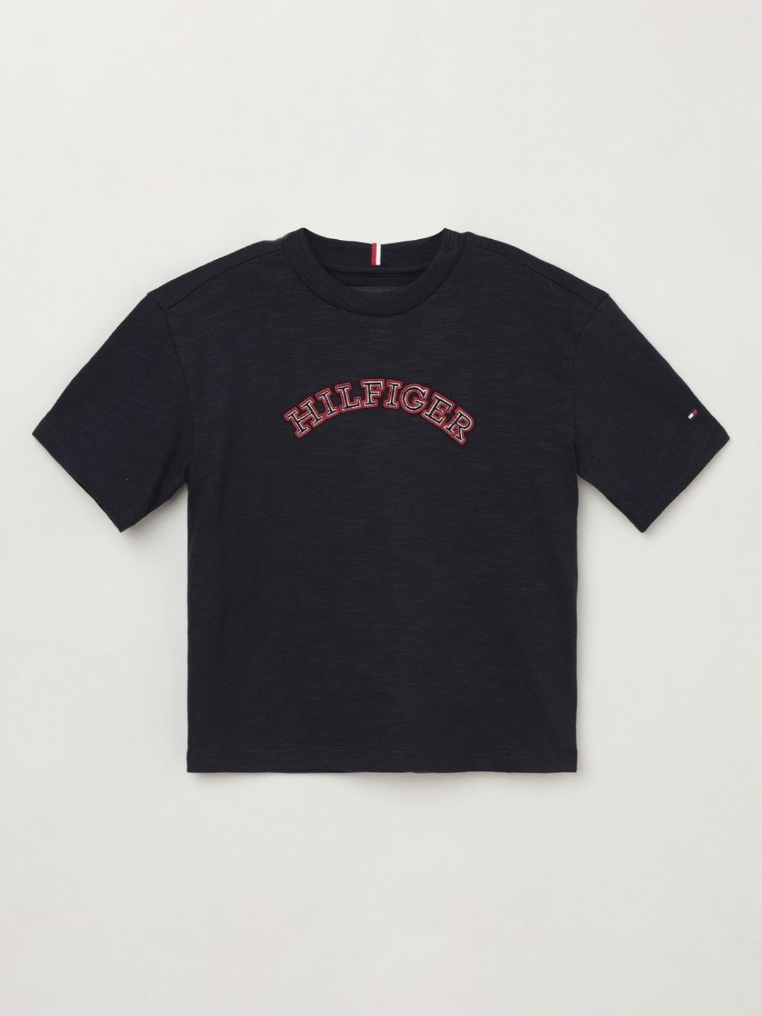 

Tommy Hilfiger Boys V-Neck Drop-Shoulder Sleeves Raw Edge T-shirt, Blue