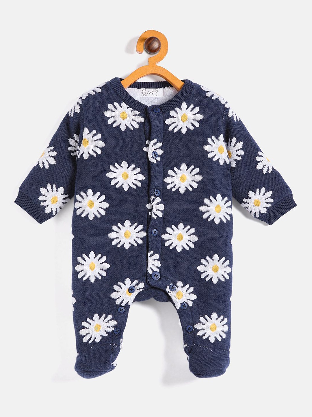 

JWAAQ Infants Printed Winter Romper With Fur Lined, Navy blue