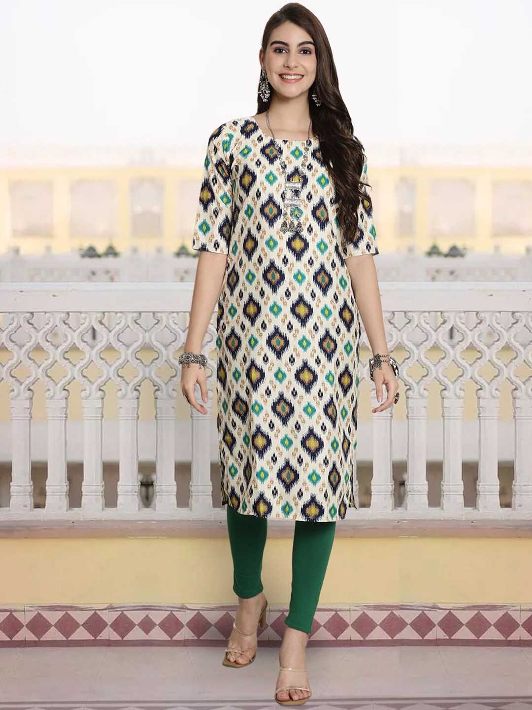 

7Threads Women Geometric Printed Sequinned Floral Crepe Kurta, Multi