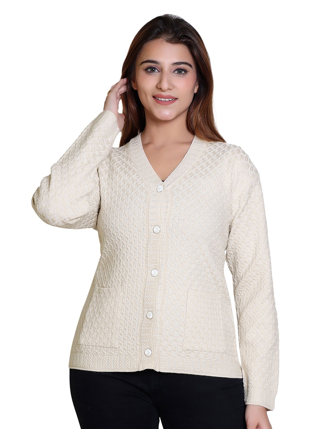 

TWENTY ME Women Cable Knit Cardigan, White