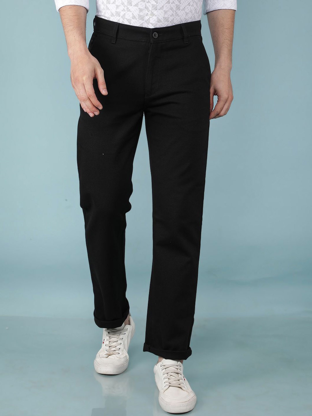 

Crimsoune Club Men Smart Straight Fit Trousers, Black