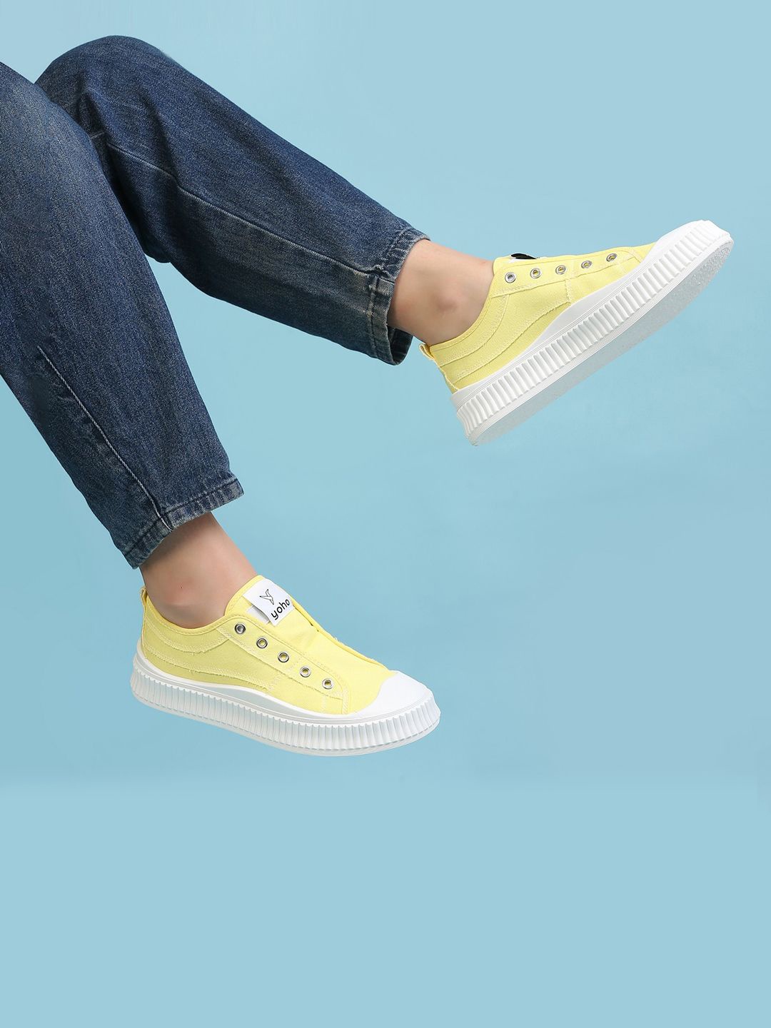 

yoho Women Cruise Canvas Slip-On Sneaker, Yellow