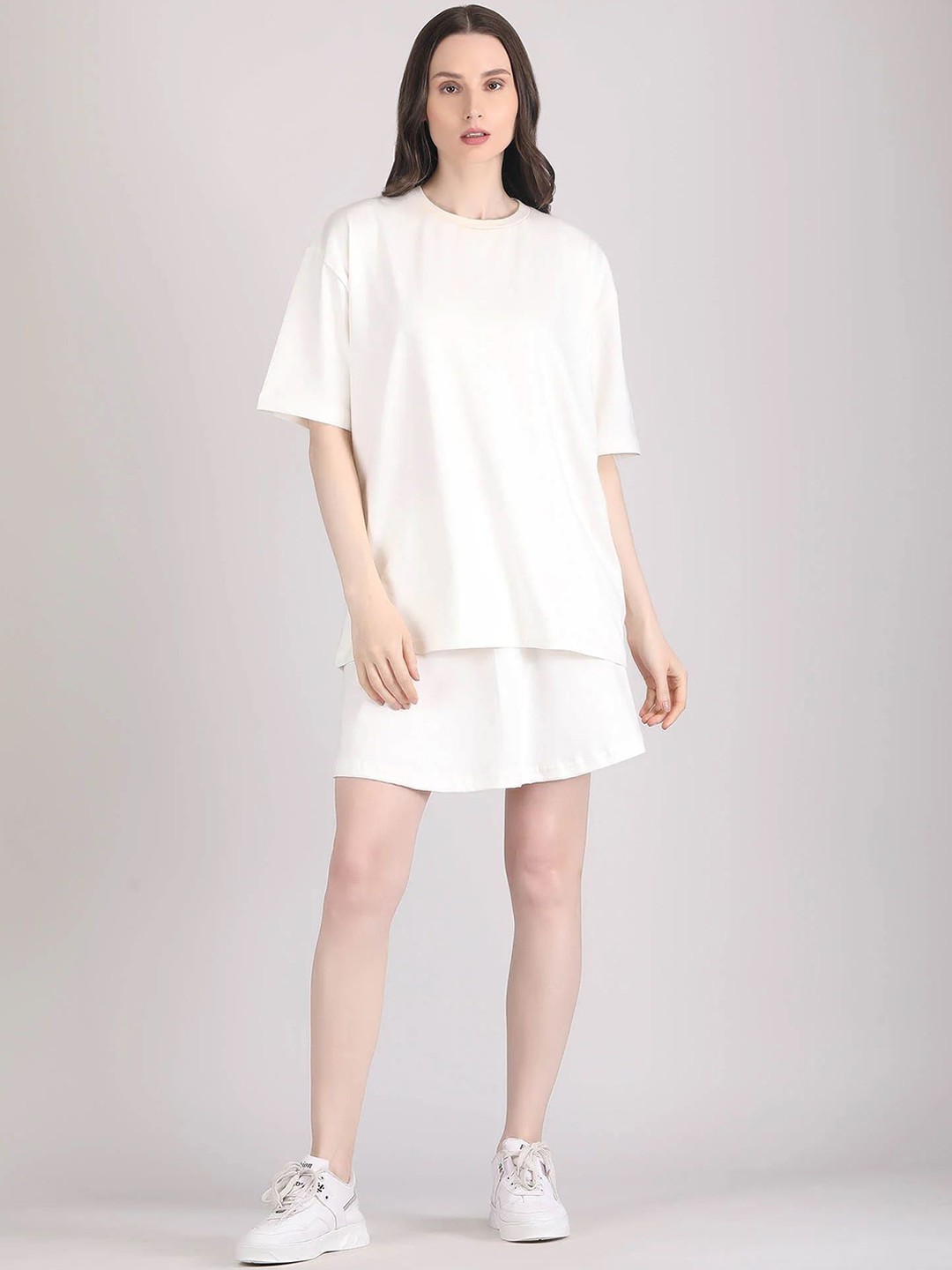 

Raxedo Pure Cotton T-Shirt & Skirt Co-Ords, Off white