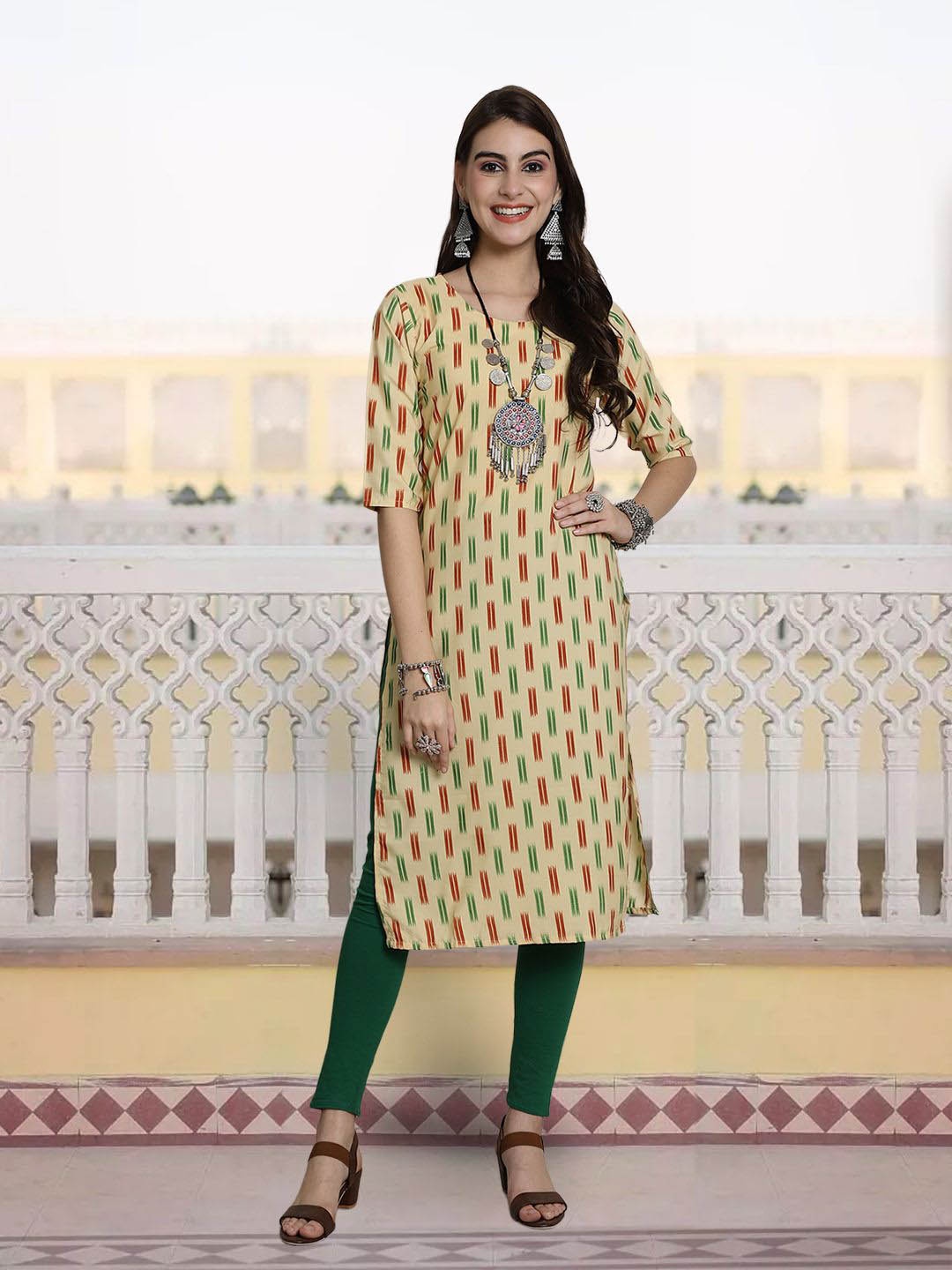 

7Threads Women Ethnic Motifs Printed Sequinned Floral Crepe Kurta, Multi