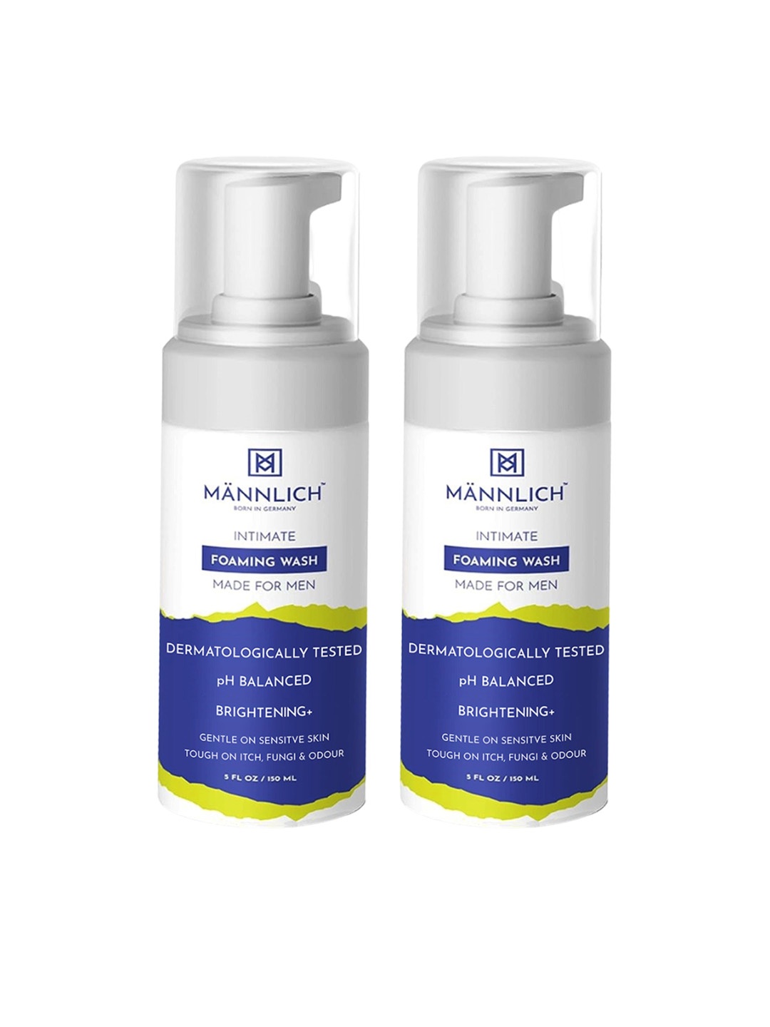 

Mannlich Men Set Of 2 pH Balanced Intimate Foaming Wash - 150ml Each, White