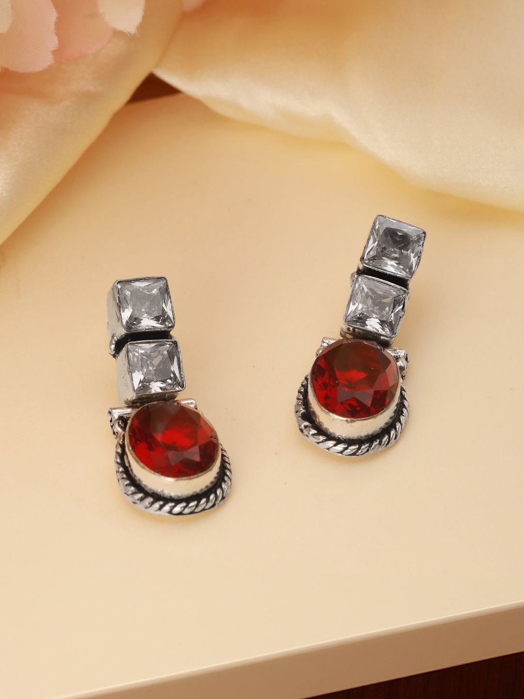 

Saraf RS Jewellery Contemporary Drop Earrings, Red