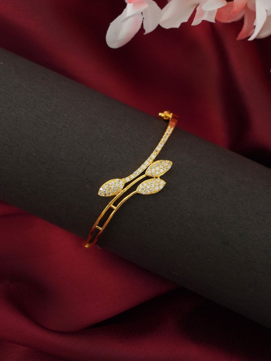 

Niscka Women Brass American Diamond Gold-Plated Cuff Bracelet