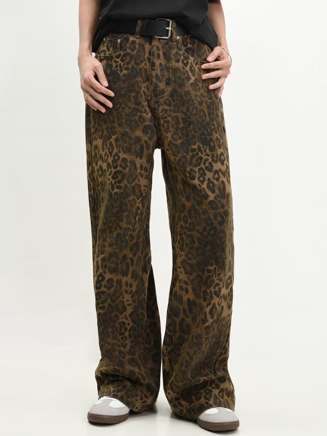 

LULU & SKY Women Animal Printed Boyfriend Fit Jeans, Brown