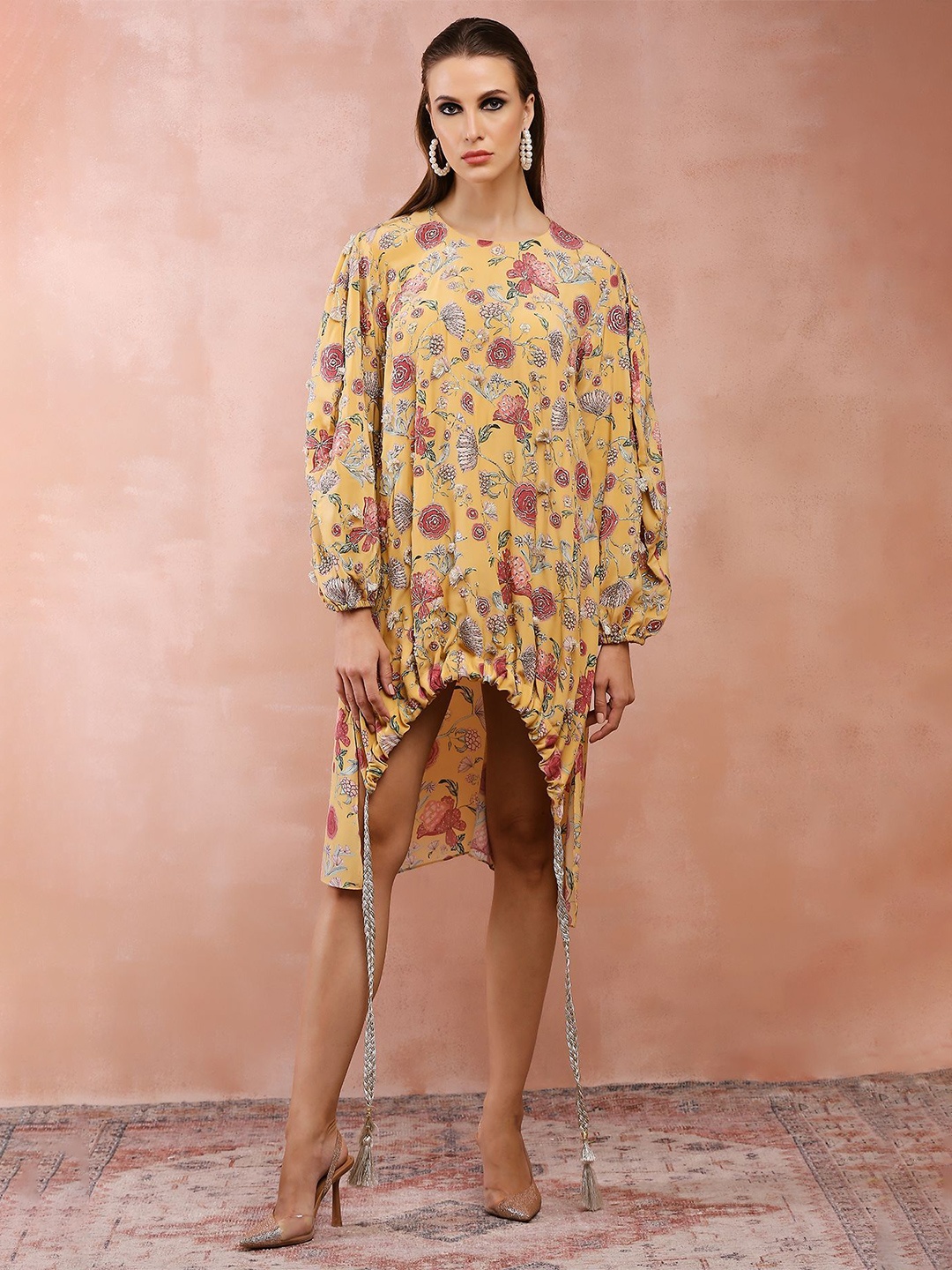 

PS PRET BY PAYAL SINGHAL Floral Print Kimono Sleeve Kaftan Top, Mustard