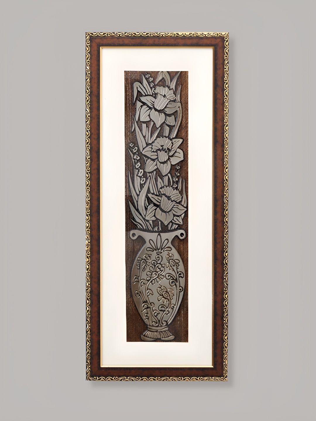 

SHREE KALA HOME DECOR Brown & White 1 Piece Synthetic Wood Floral and Botanical Wall Paintings