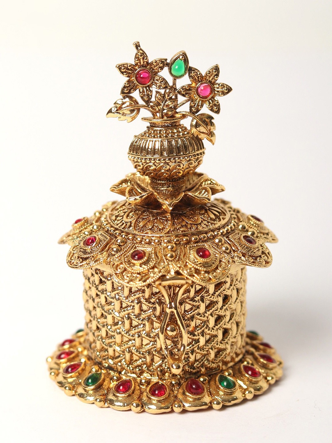 

Exotic India Shagun Kalash & Beautiful Stone Work Sindoor Box, Gold