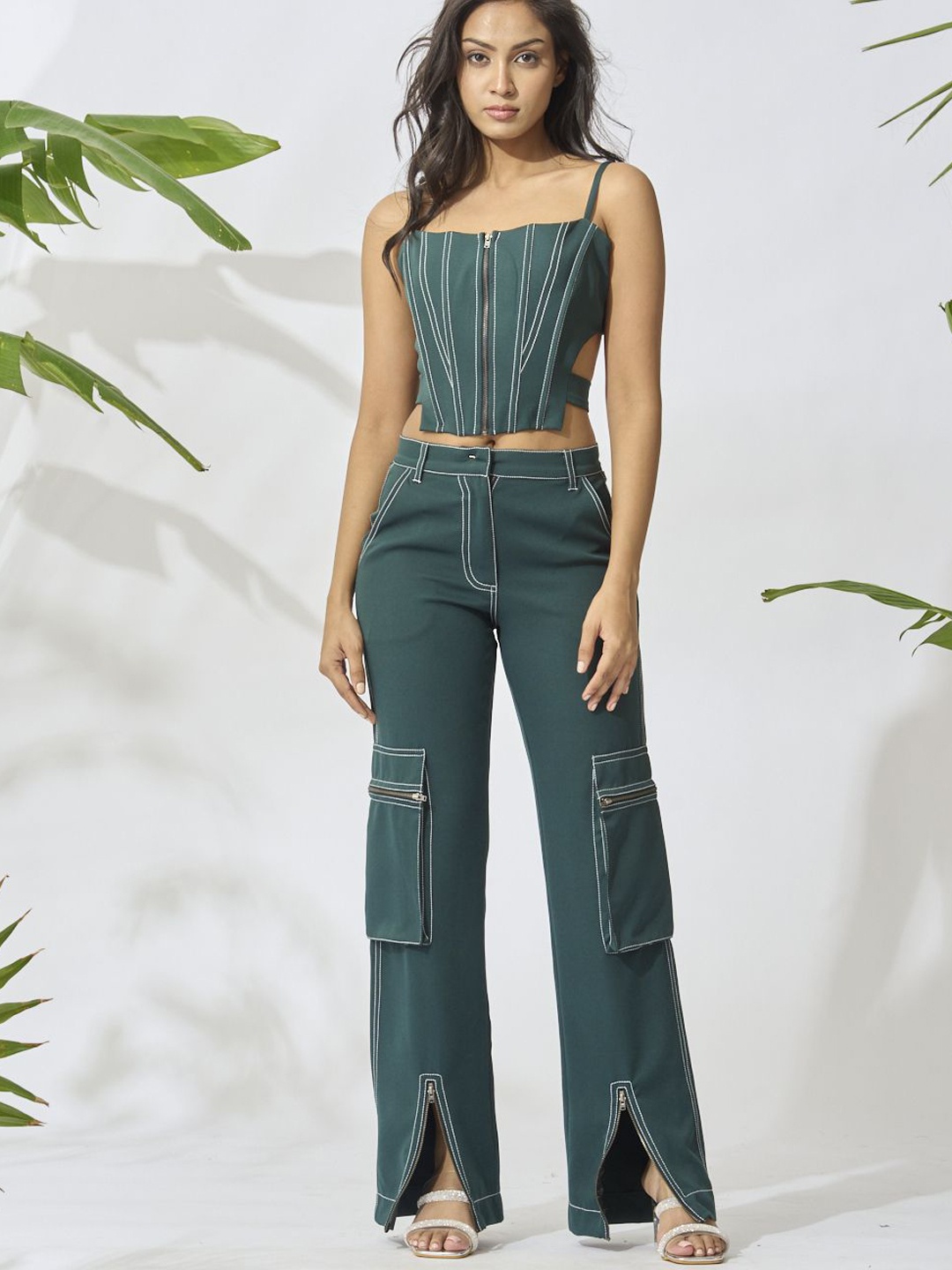 

Risate Sleeveless Cop Top & Trouser Co-Ords, Green