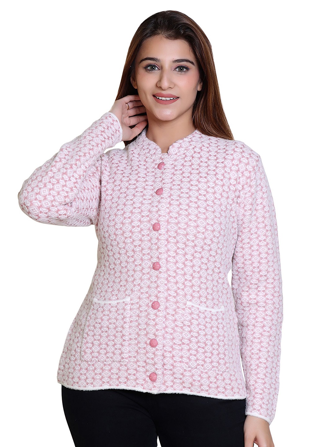 

TWENTY ME Women Embroidered Cardigan with Embroidered Detail, Pink