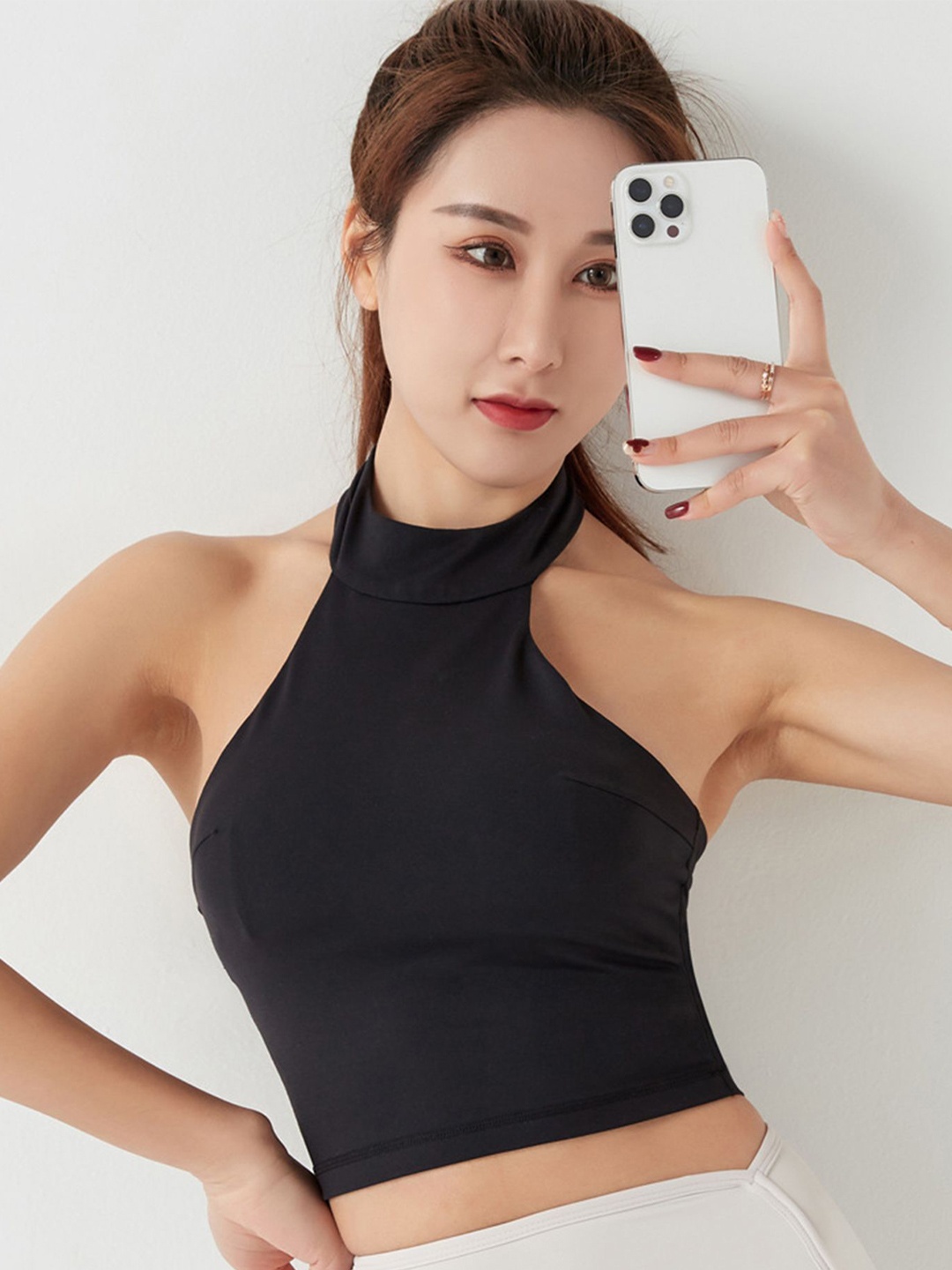 

LULU & SKY One Shoulder Crop Top, Black