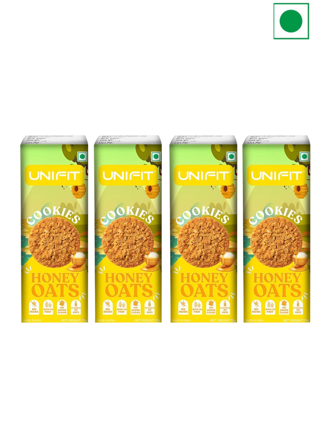 

UNIFIT Set Of 4 Oats Cookies 75 g, Peach